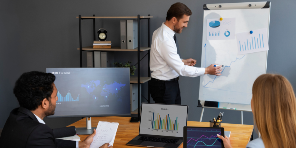 Finance team in modern office